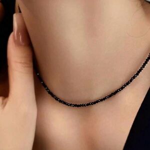 Chic Black Beaded Necklace